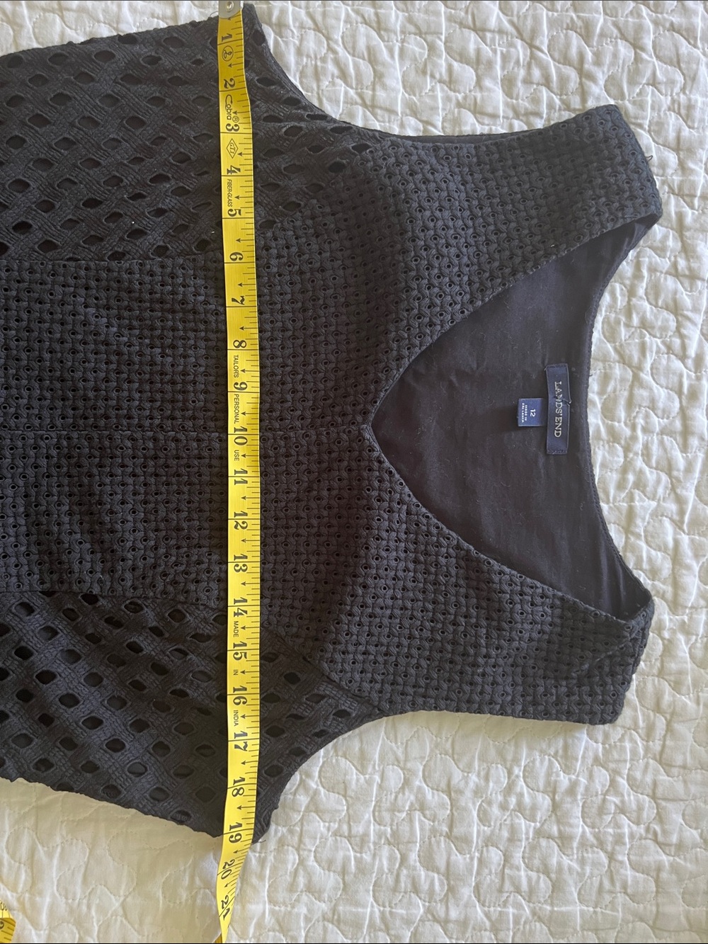 Lands' End Black Cotton Eyelet Midi Dress - Picture 12 of 16